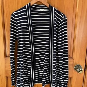 J.Crew Navy and White Striped Cardigan